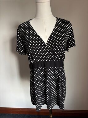 Motherhood Black and White Polka Dot Tunic Top